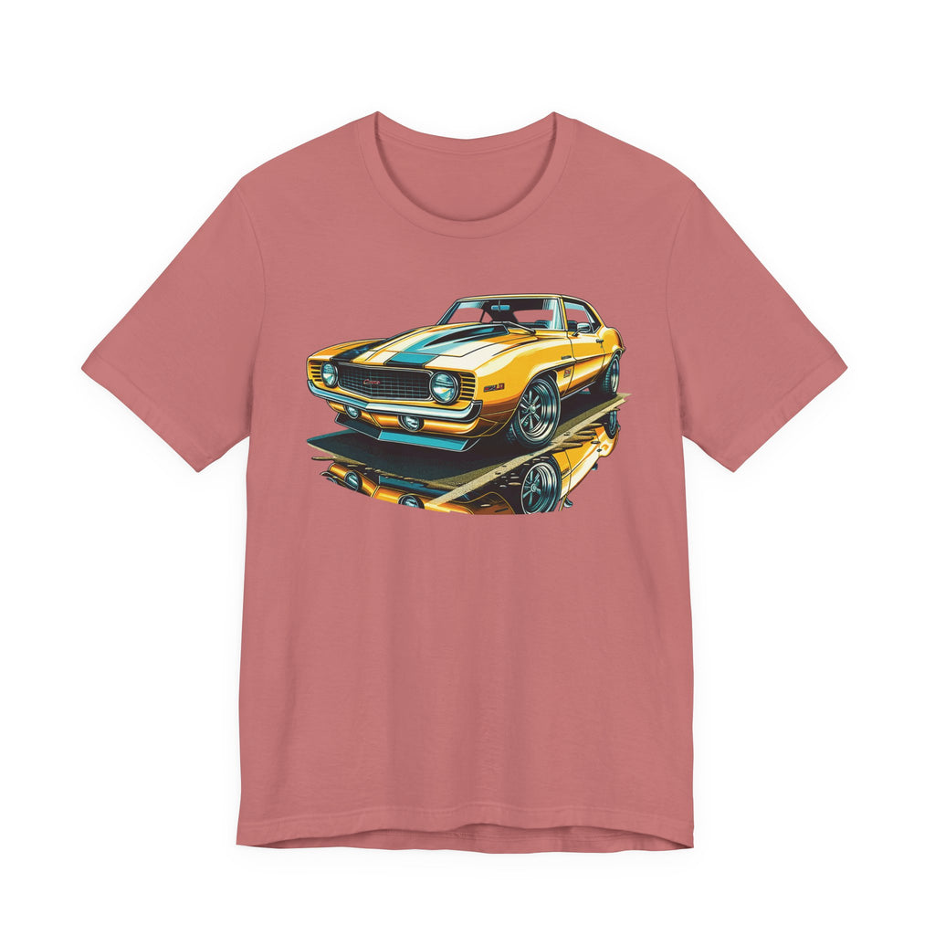 Yellow Classic Muscle Car T-Shirt | American Muscle Roars back graphic tee