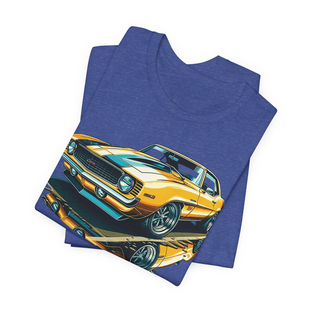 Yellow Classic Muscle Car T-Shirt | American Muscle Roars back graphic tee