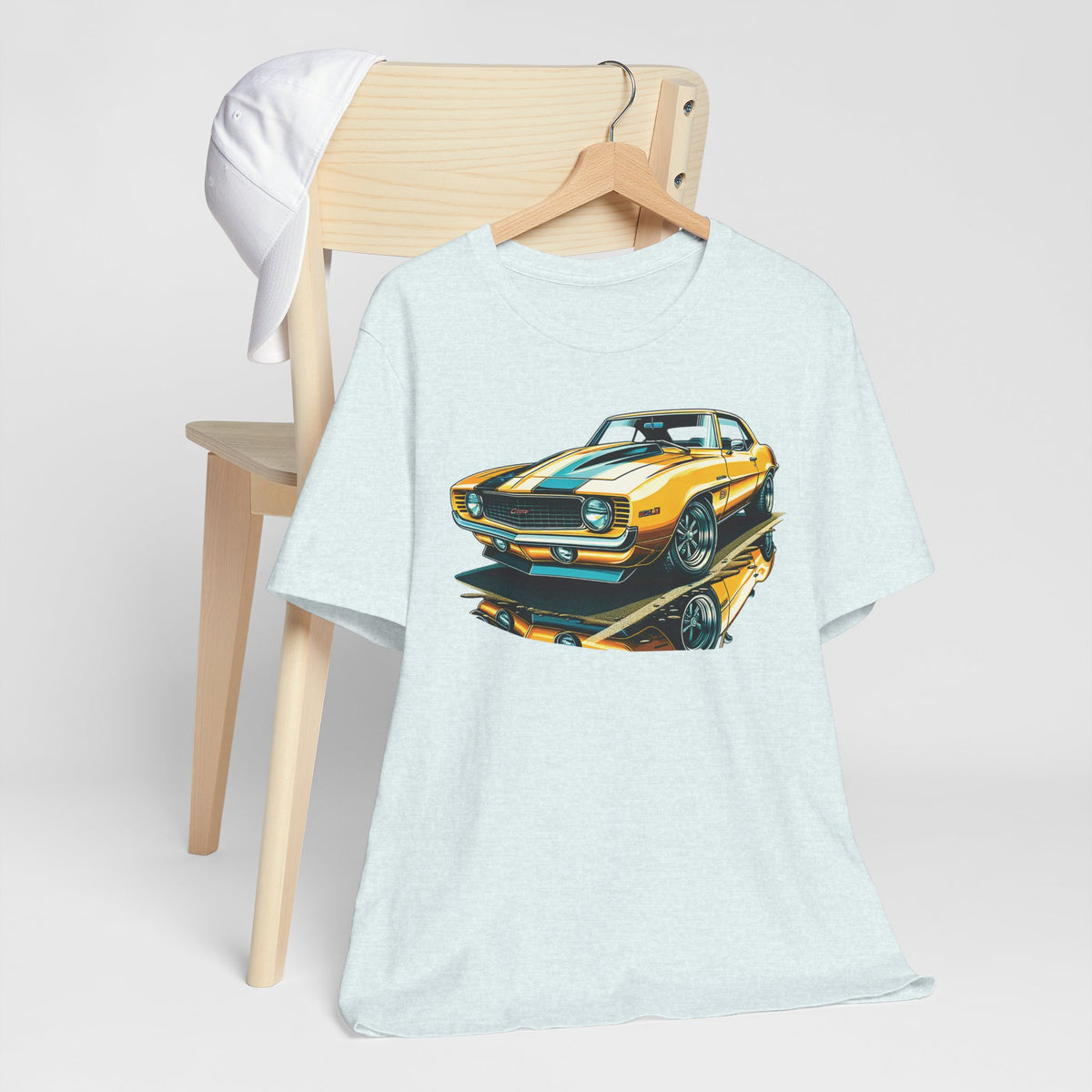 Yellow Classic Muscle Car T-Shirt | American Muscle Roars back graphic tee