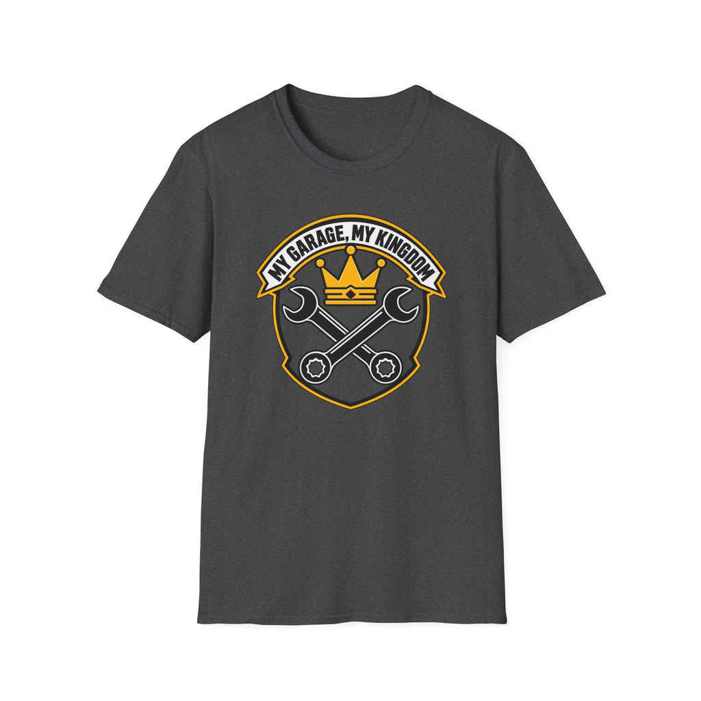 Garage King T-Shirt — "My Garage, My Kingdom" Wrench & Crown Tee