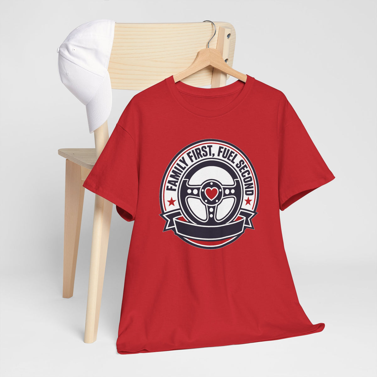 Family First, Fuel Second Tee — Steering Wheel Graphic Shirt