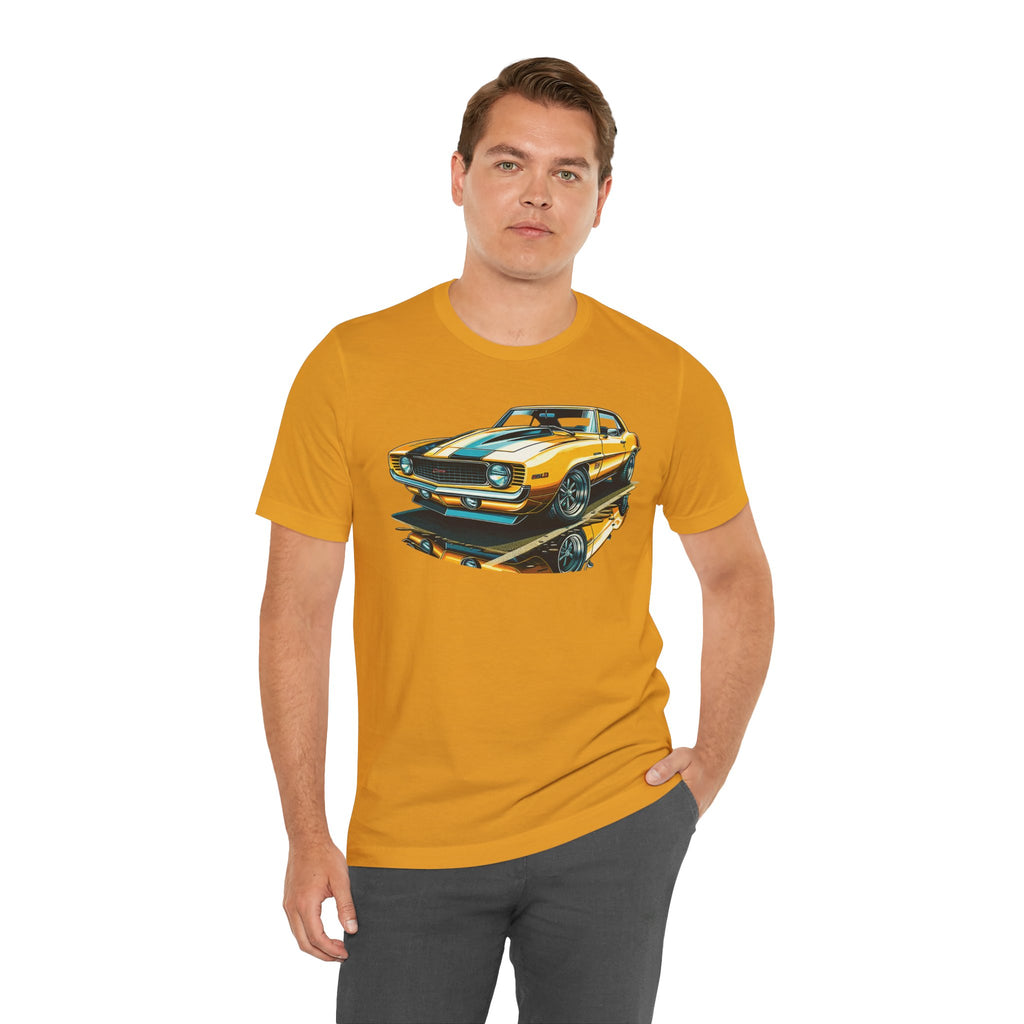 Yellow Classic Muscle Car T-Shirt | American Muscle Roars back graphic tee