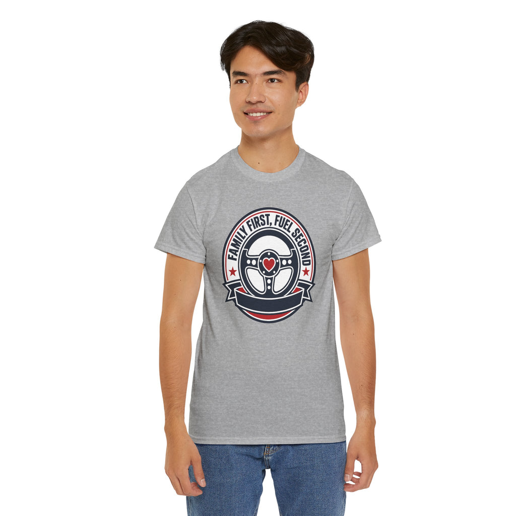 Family First, Fuel Second Tee — Steering Wheel Graphic Shirt