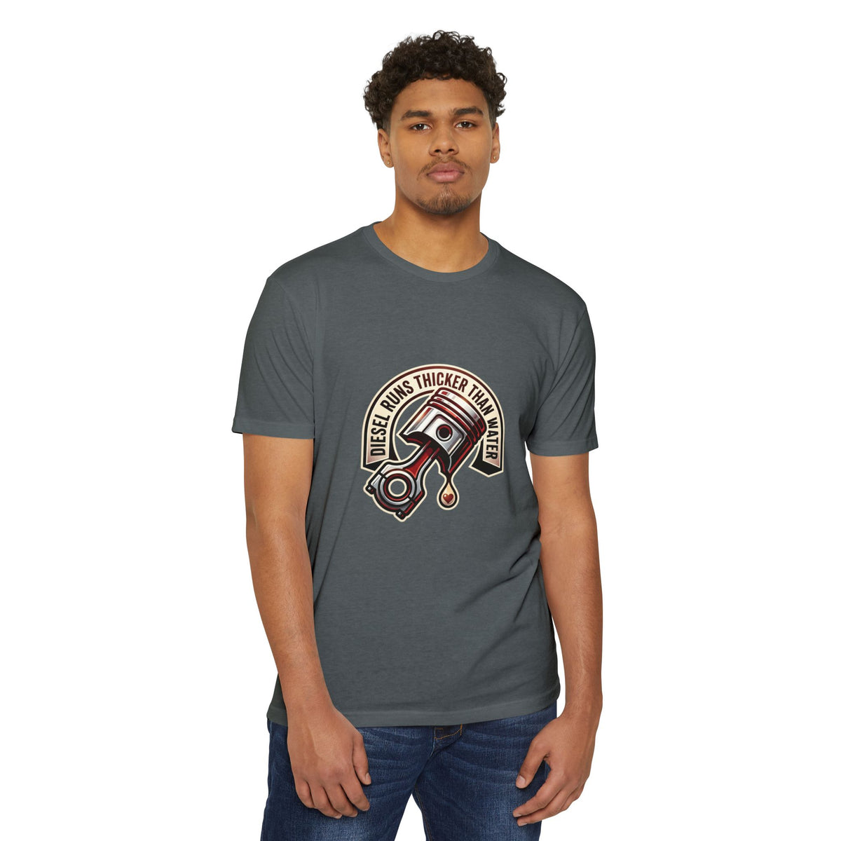 Diesel Runs Thicker Than Water T-Shirt — Mechanic Piston Graphic Tee