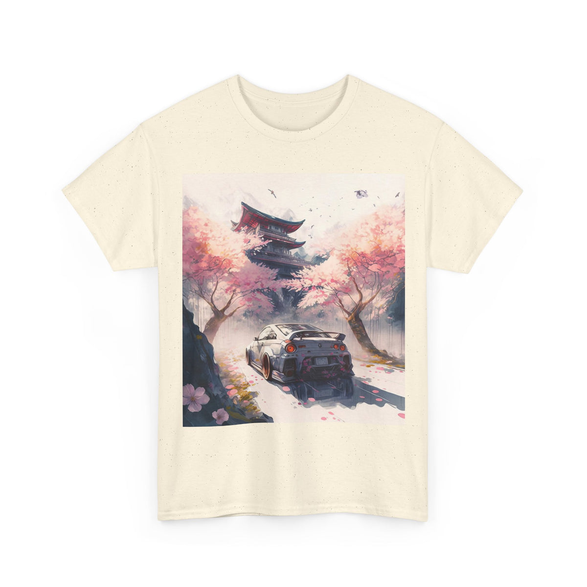 Sakura Drift Retro Sports Car Tee — Cherry Blossom JDM Graphic T-Shirt