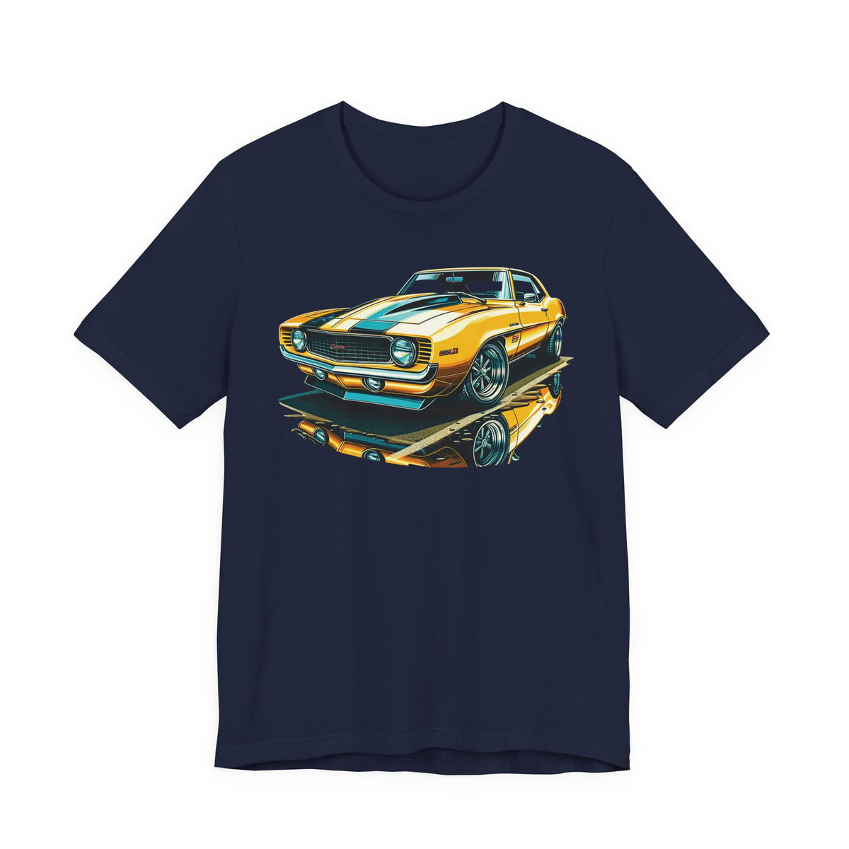 Yellow Classic Muscle Car T-Shirt | American Muscle Roars back graphic tee