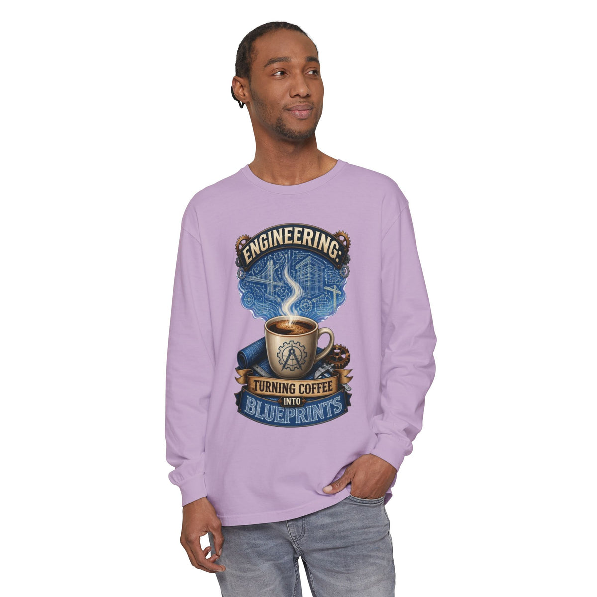Engineering Coffee Long Sleeve Tee — "Turning Coffee Into Blueprints"