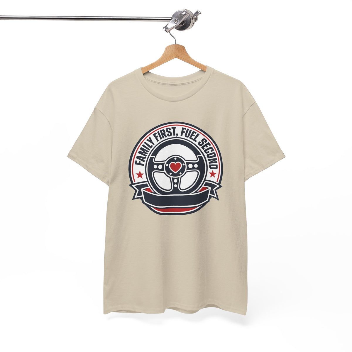 Family First, Fuel Second Tee — Steering Wheel Graphic Shirt