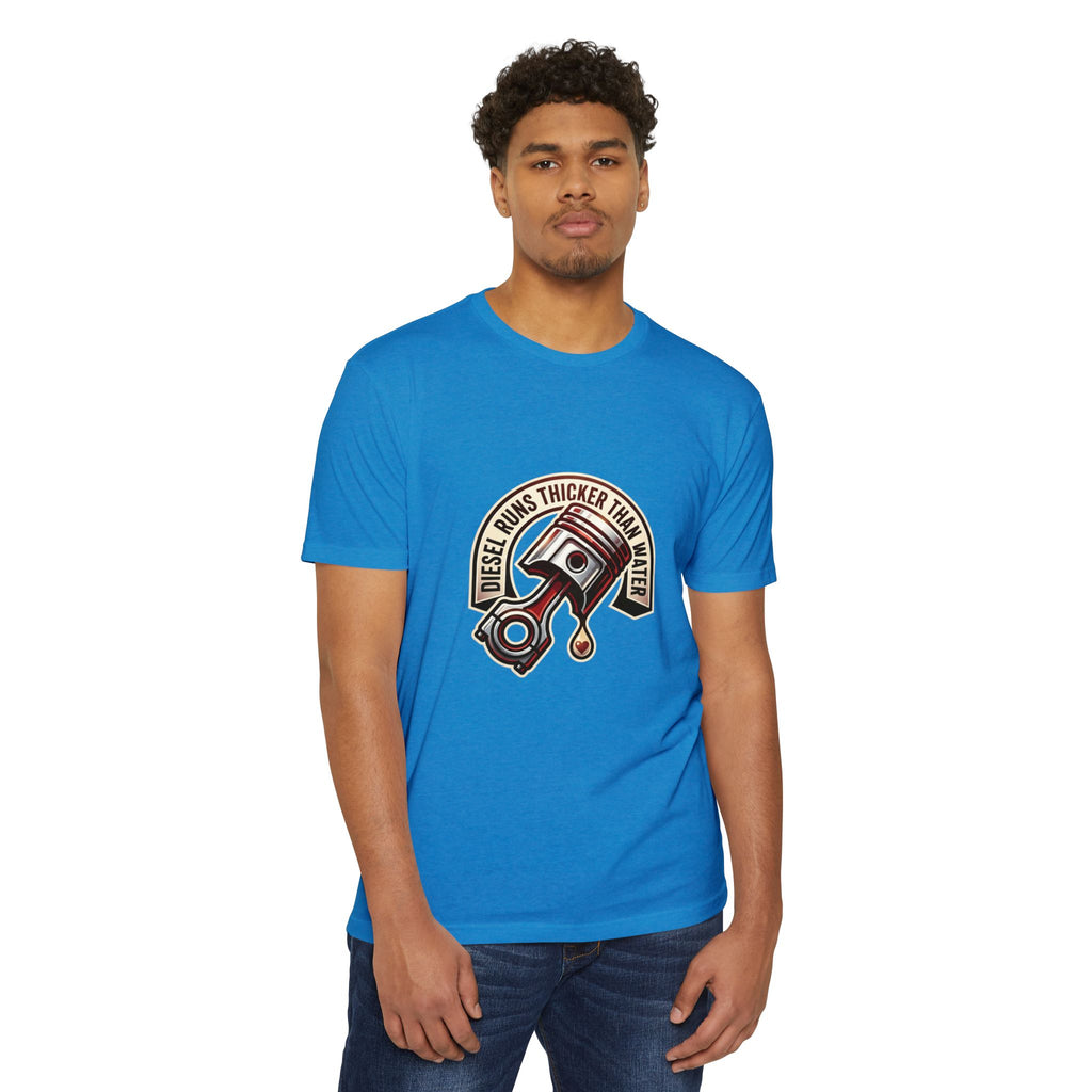 Diesel Runs Thicker Than Water T-Shirt — Mechanic Piston Graphic Tee
