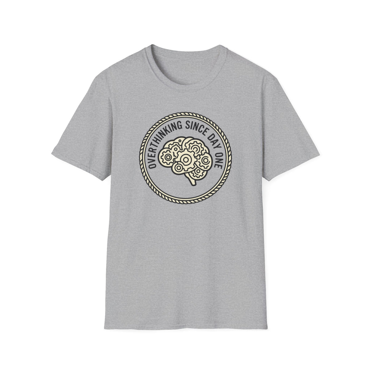 T-Shirt — "Overthinking Since Day One" Brain Graphic Tee