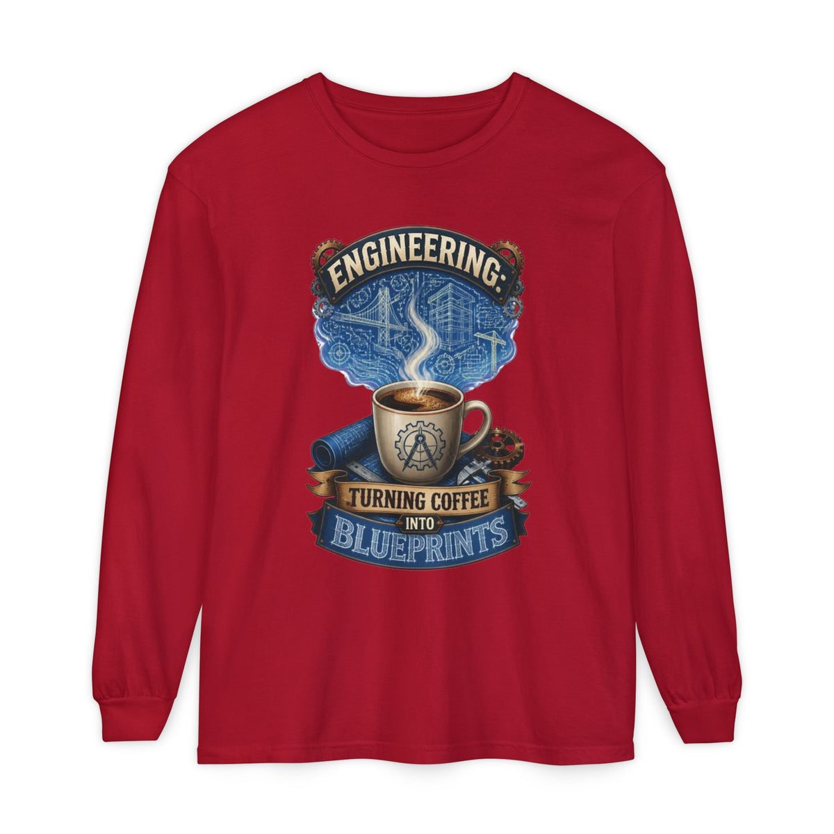 Engineering Coffee Long Sleeve Tee — "Turning Coffee Into Blueprints"