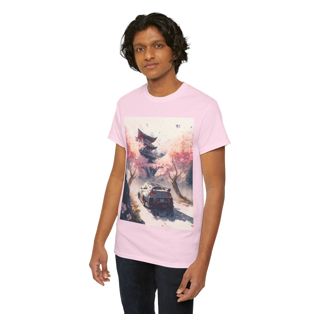 Sakura Drift Retro Sports Car Tee — Cherry Blossom JDM Graphic T-Shirt