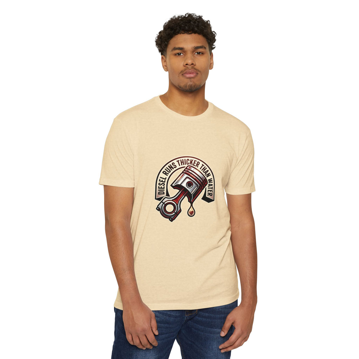 Diesel Runs Thicker Than Water T-Shirt — Mechanic Piston Graphic Tee