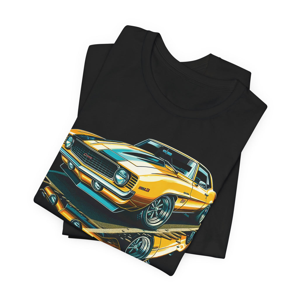 Yellow Classic Muscle Car T-Shirt | American Muscle Roars back graphic tee