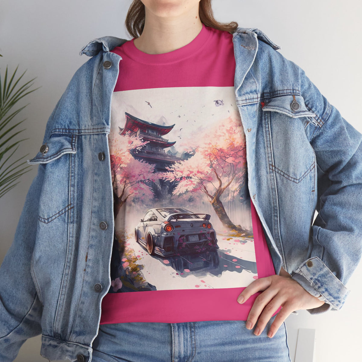 Sakura Drift Retro Sports Car Tee — Cherry Blossom JDM Graphic T-Shirt