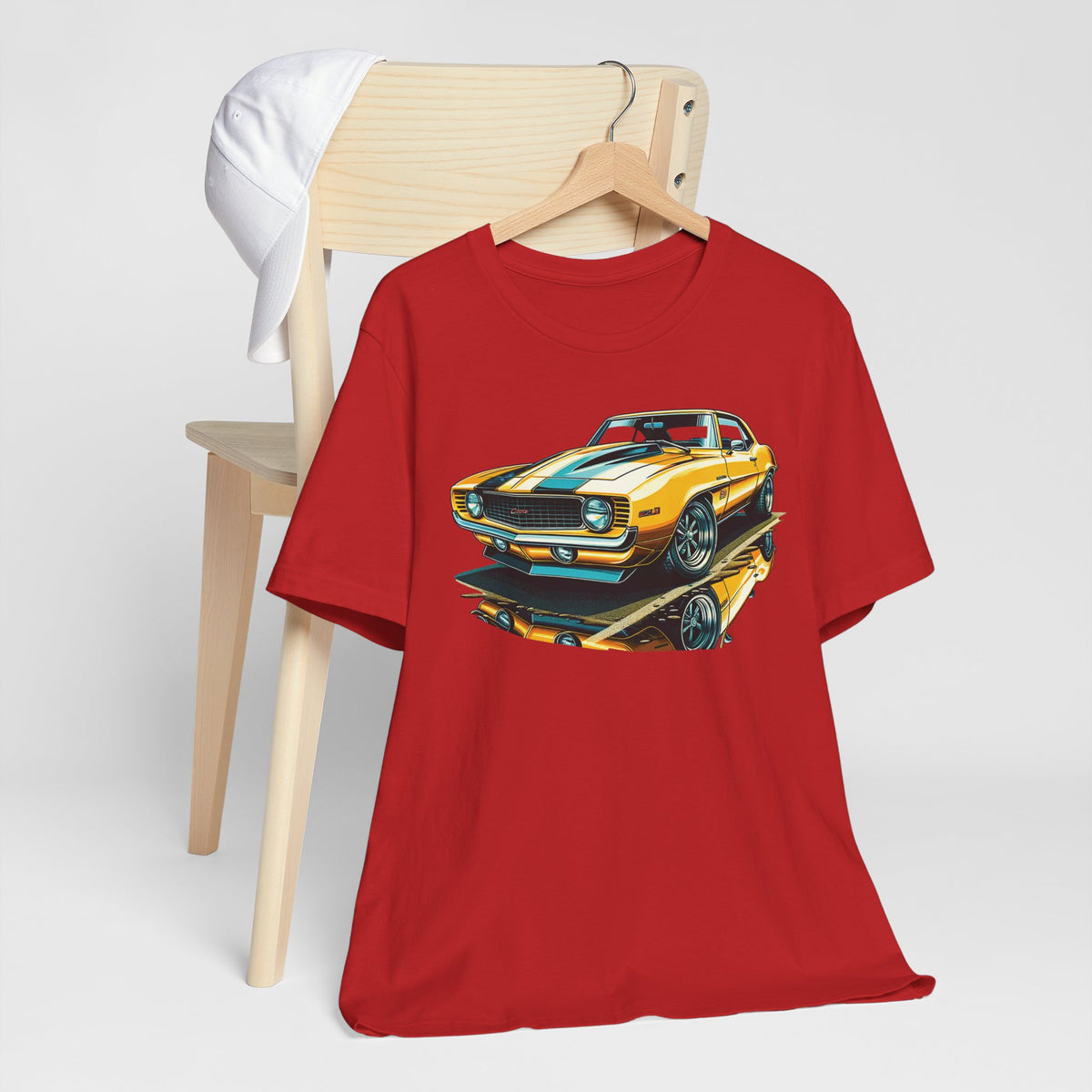 Yellow Classic Muscle Car T-Shirt | American Muscle Roars back graphic tee