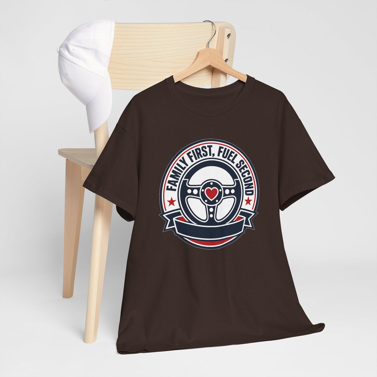 Family First, Fuel Second Tee — Steering Wheel Graphic Shirt
