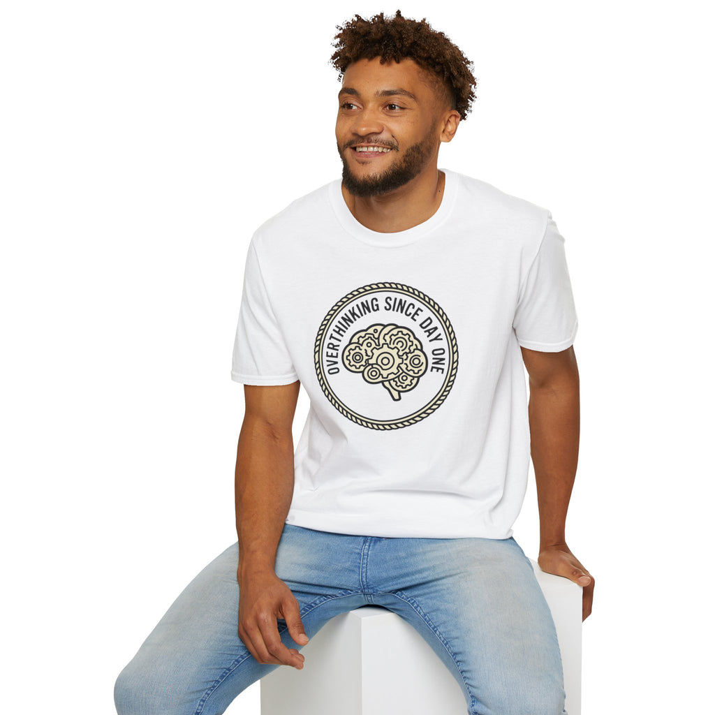 T-Shirt — "Overthinking Since Day One" Brain Graphic Tee