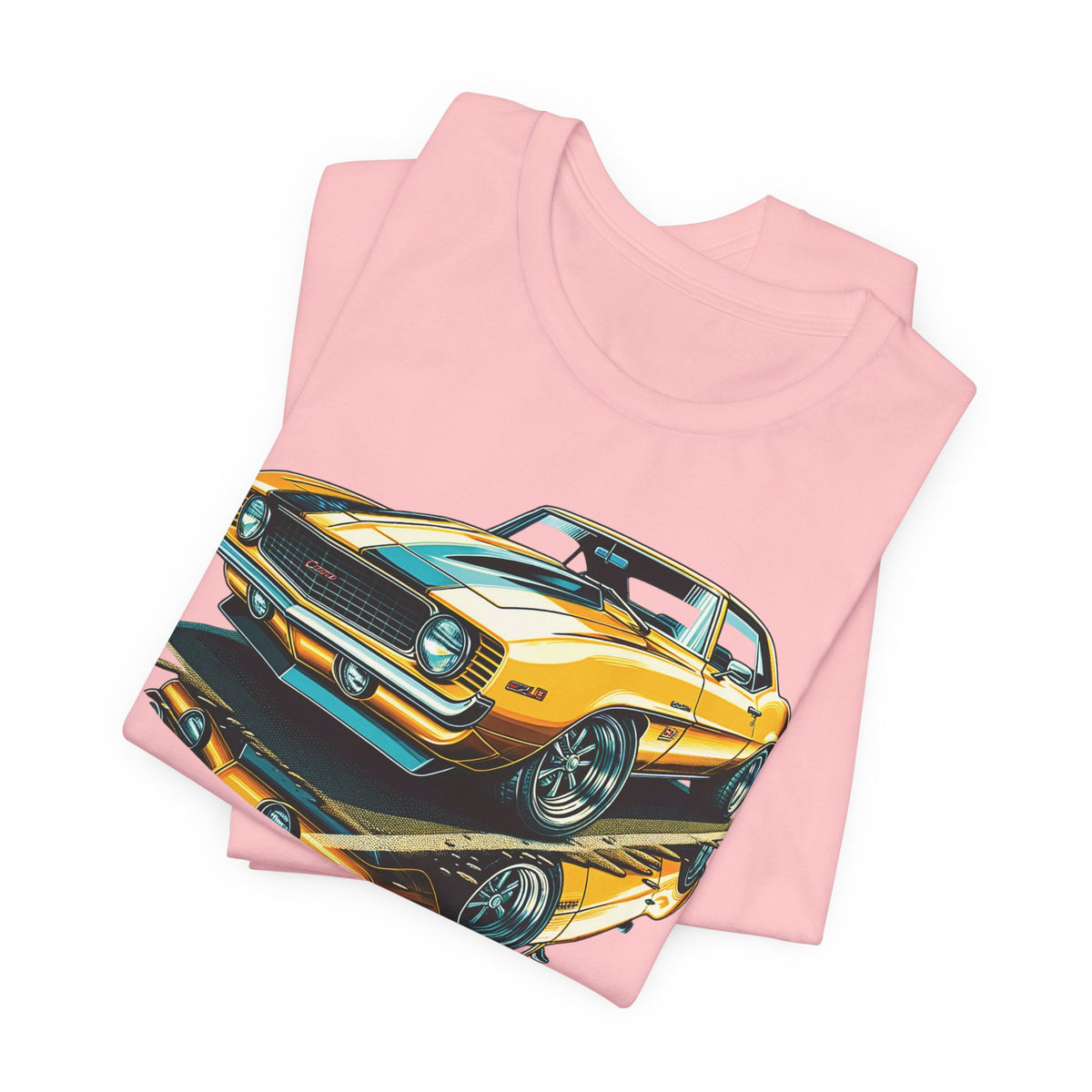 Yellow Classic Muscle Car T-Shirt | American Muscle Roars back graphic tee