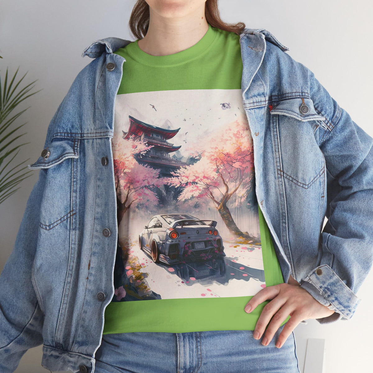 Sakura Drift Retro Sports Car Tee — Cherry Blossom JDM Graphic T-Shirt