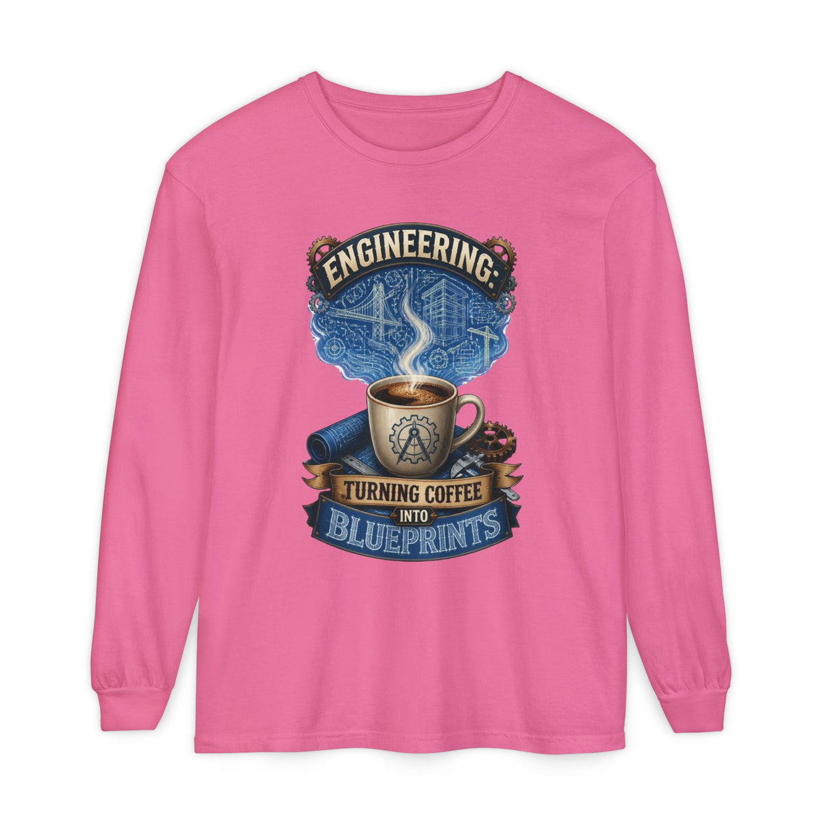 Engineering Coffee Long Sleeve Tee — "Turning Coffee Into Blueprints"