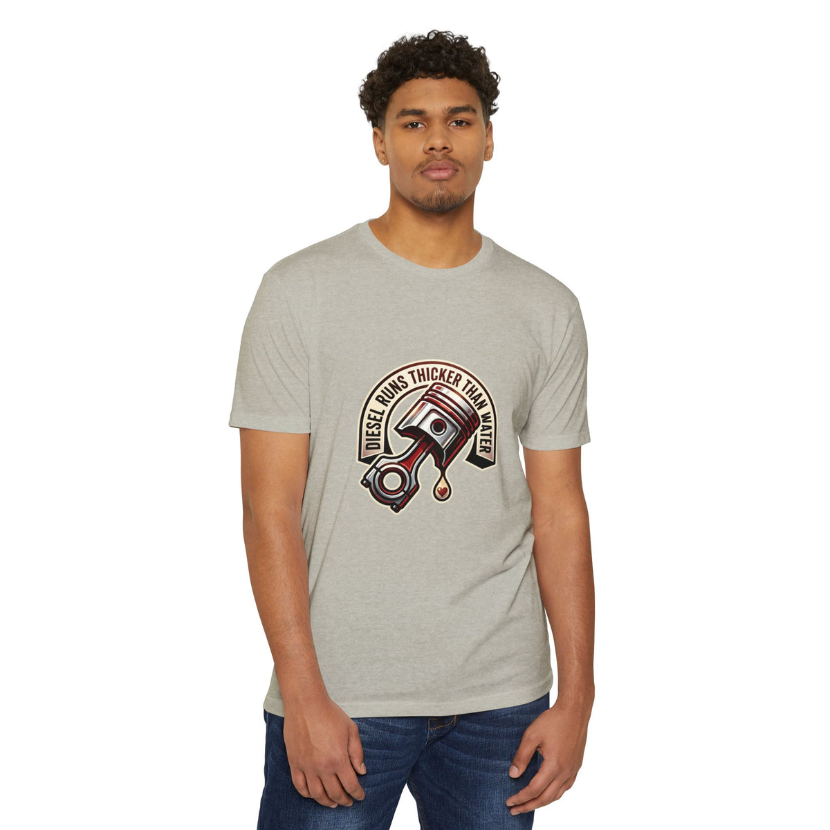 Diesel Runs Thicker Than Water T-Shirt — Mechanic Piston Graphic Tee