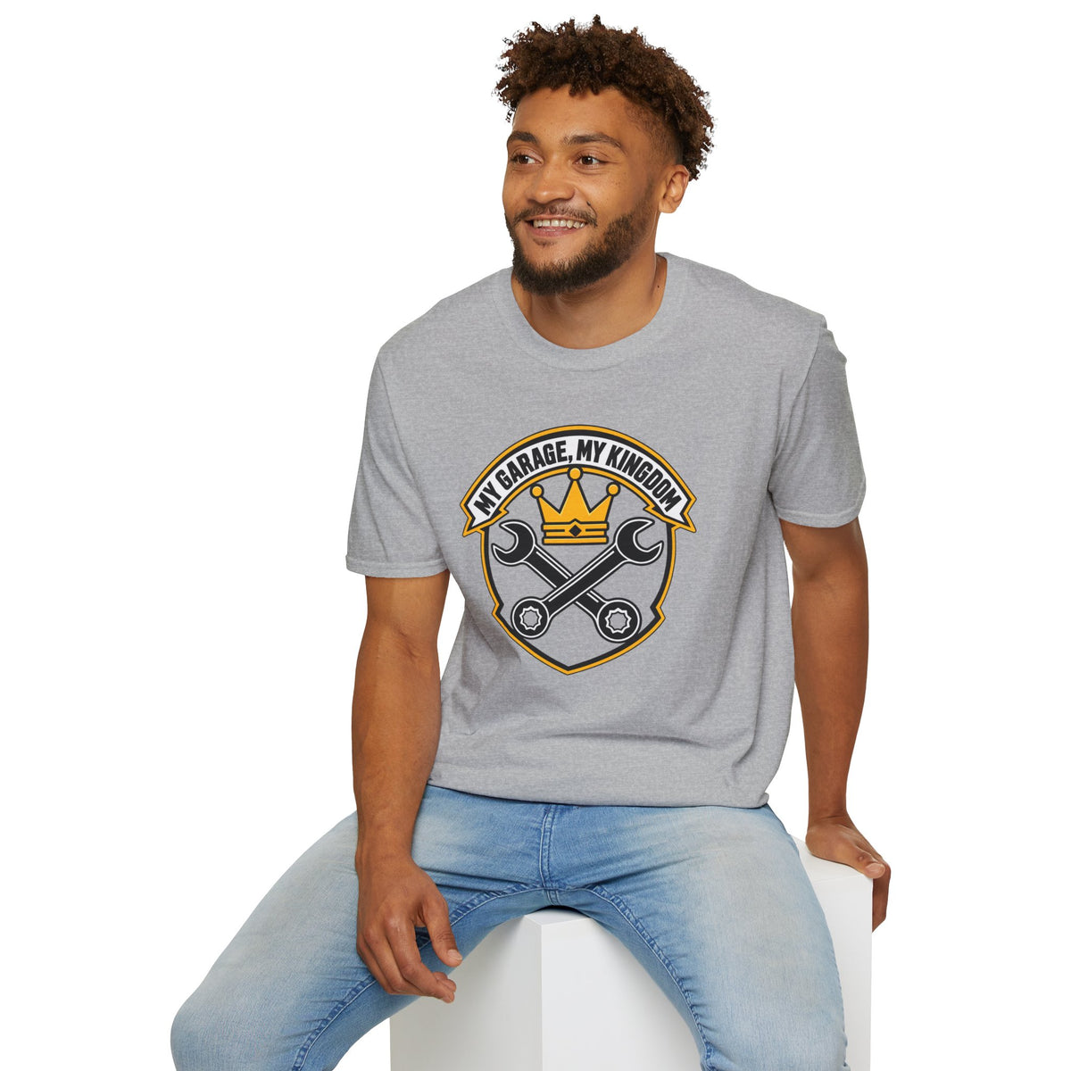 Garage King T-Shirt — "My Garage, My Kingdom" Wrench & Crown Tee