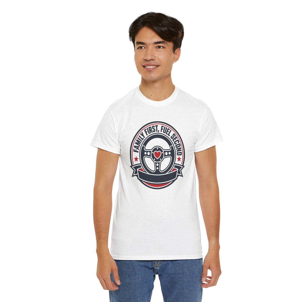 Family First, Fuel Second Tee — Steering Wheel Graphic Shirt