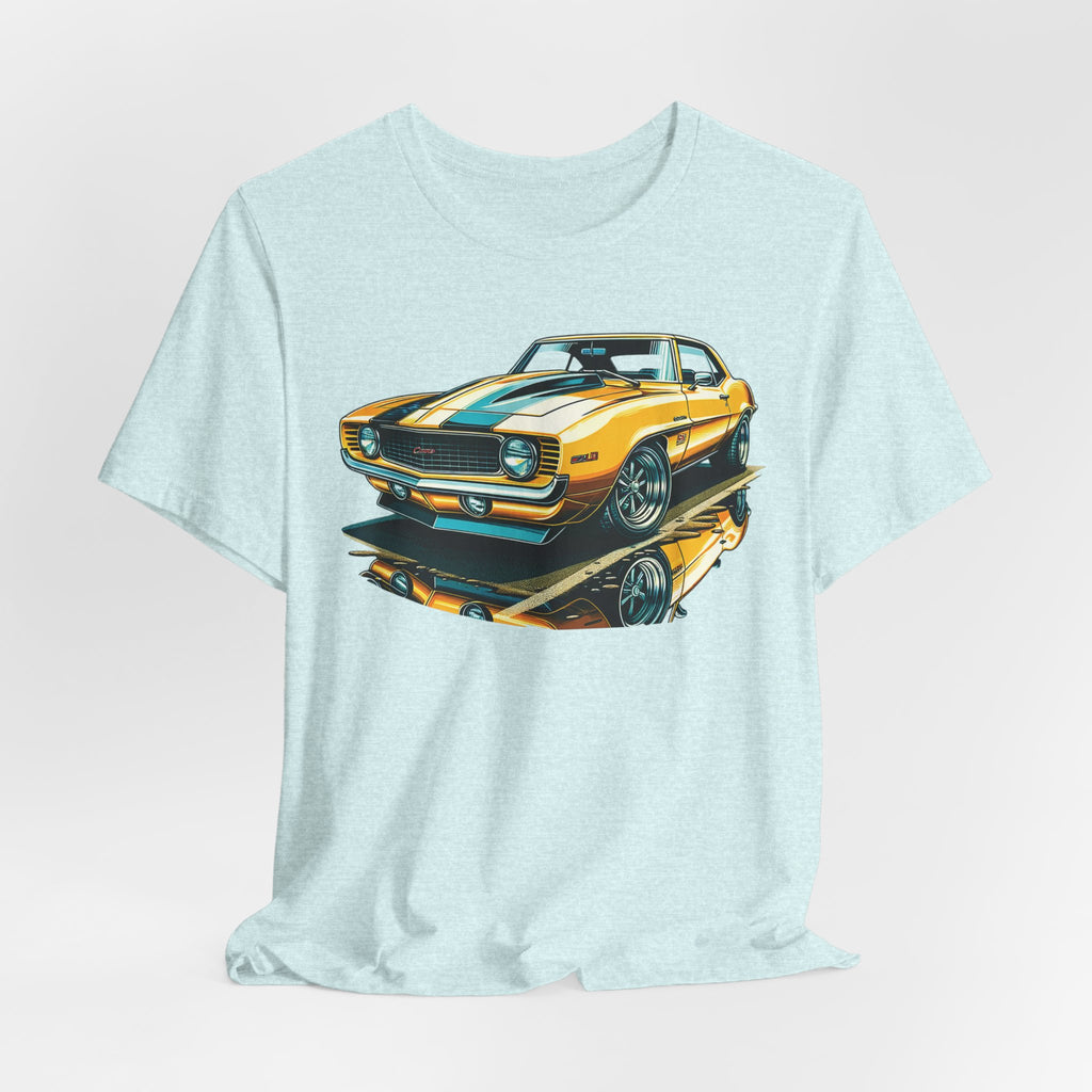 Yellow Classic Muscle Car T-Shirt | American Muscle Roars back graphic tee