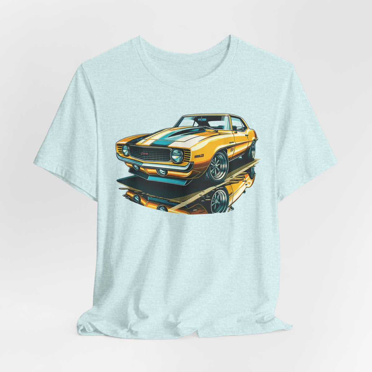 Yellow Classic Muscle Car T-Shirt | American Muscle Roars back graphic tee
