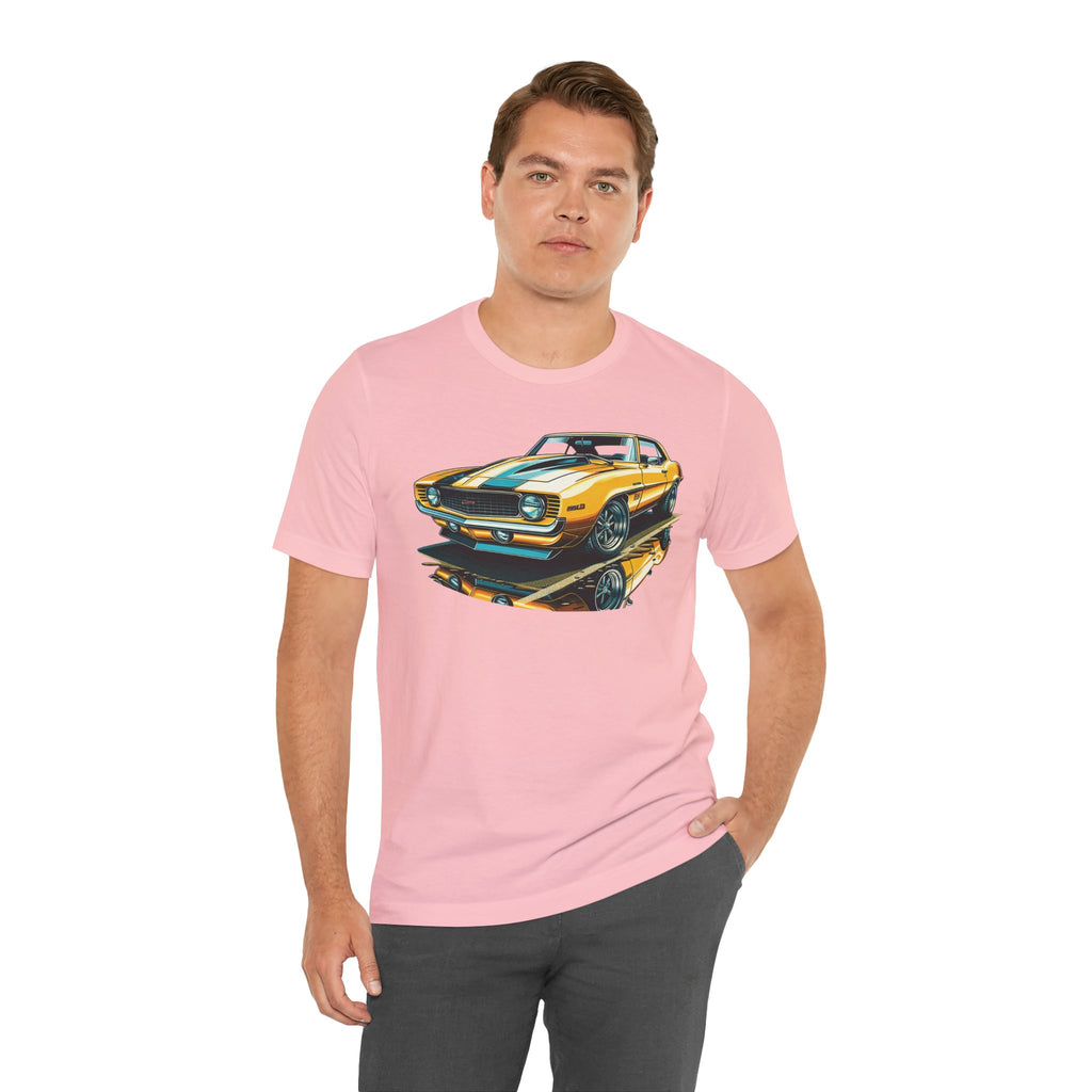 Yellow Classic Muscle Car T-Shirt | American Muscle Roars back graphic tee