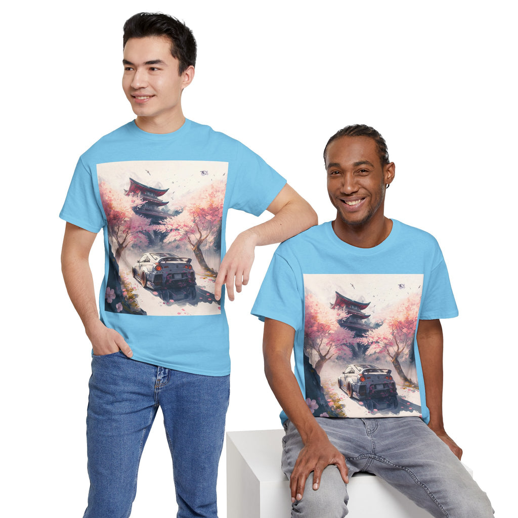 Sakura Drift Retro Sports Car Tee — Cherry Blossom JDM Graphic T-Shirt