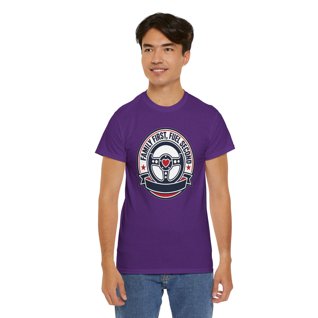 Family First, Fuel Second Tee — Steering Wheel Graphic Shirt