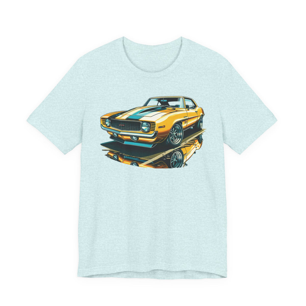 Yellow Classic Muscle Car T-Shirt | American Muscle Roars back graphic tee