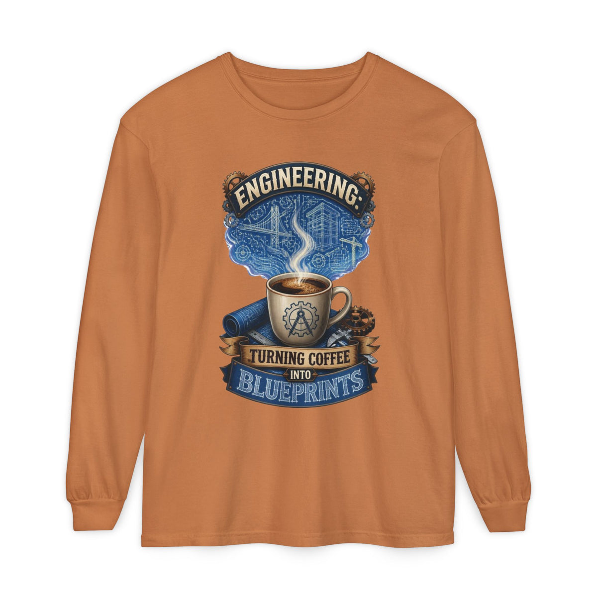 Engineering Coffee Long Sleeve Tee — "Turning Coffee Into Blueprints"