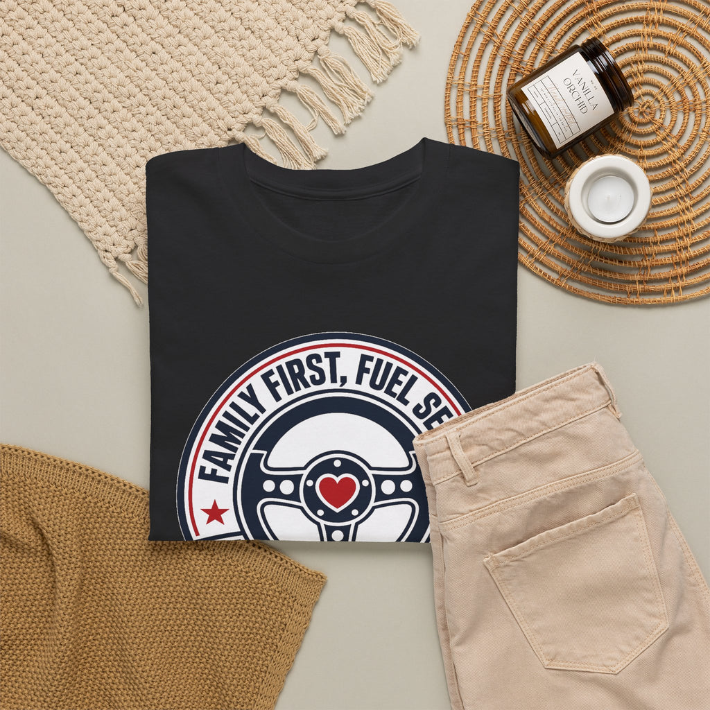 Family First, Fuel Second Tee — Steering Wheel Graphic Shirt