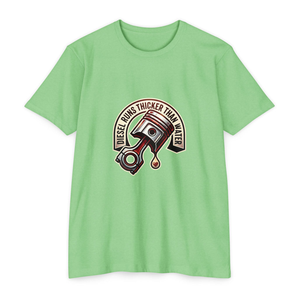 Diesel Runs Thicker Than Water T-Shirt — Mechanic Piston Graphic Tee