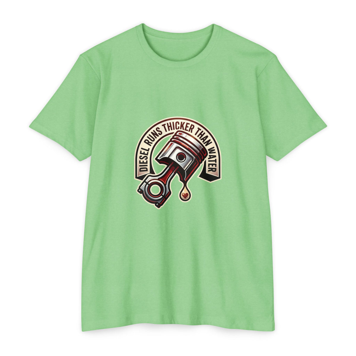 Diesel Runs Thicker Than Water T-Shirt — Mechanic Piston Graphic Tee