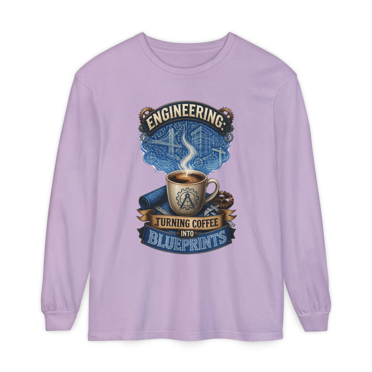 Engineering Coffee Long Sleeve Tee — "Turning Coffee Into Blueprints"