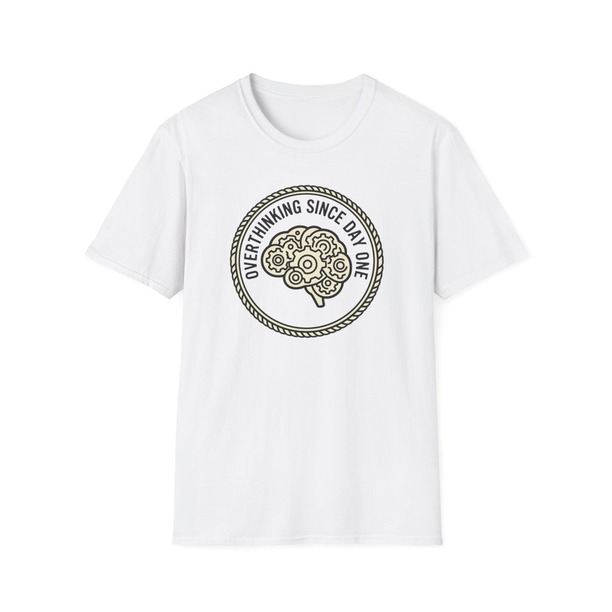 T-Shirt — "Overthinking Since Day One" Brain Graphic Tee