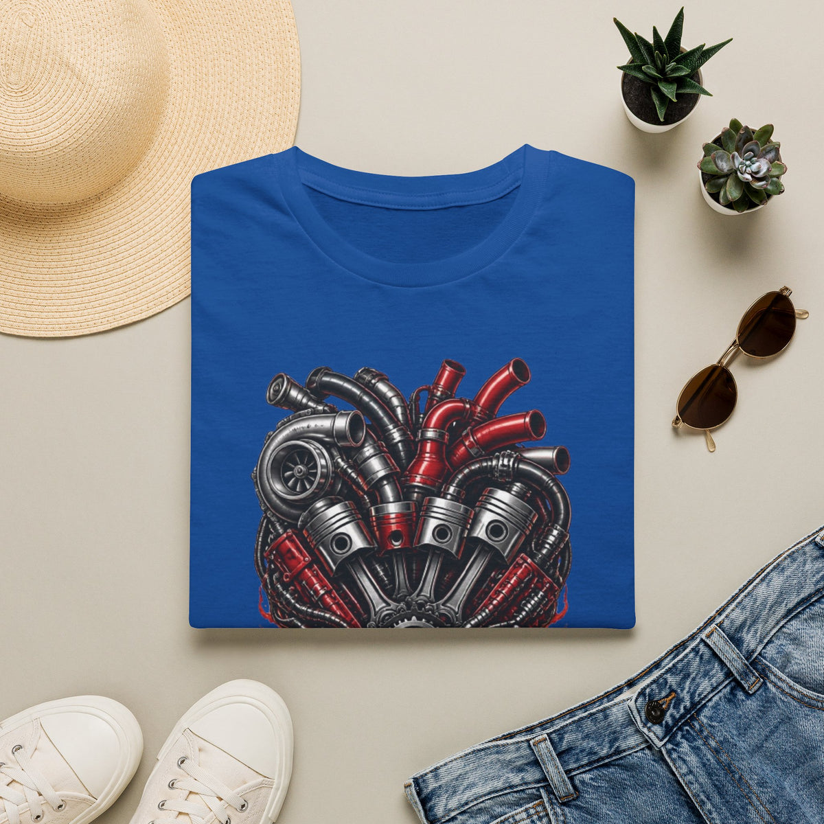 Diesel In My Veins T-Shirt — Engine Heart Graphic Tee for Car & Motor Enthusiasts