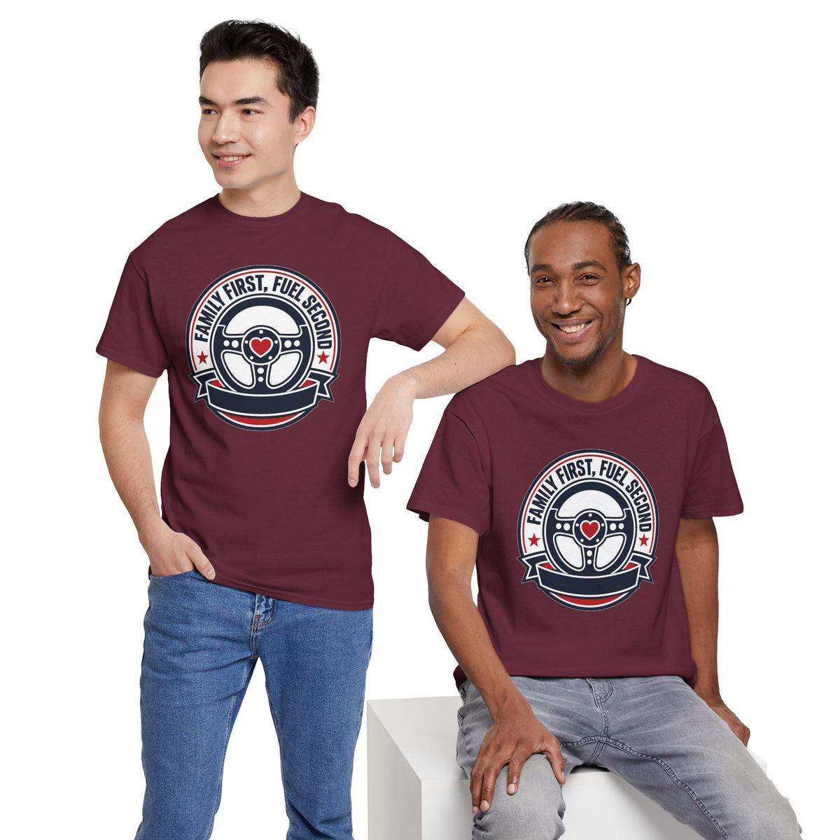 Family First, Fuel Second Tee — Steering Wheel Graphic Shirt