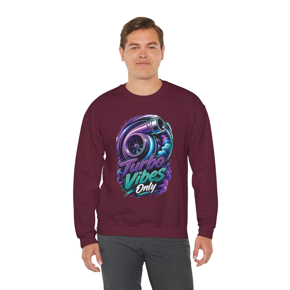 Crewneck Sweatshirt — Turbo Vibes Only Performance Graphic