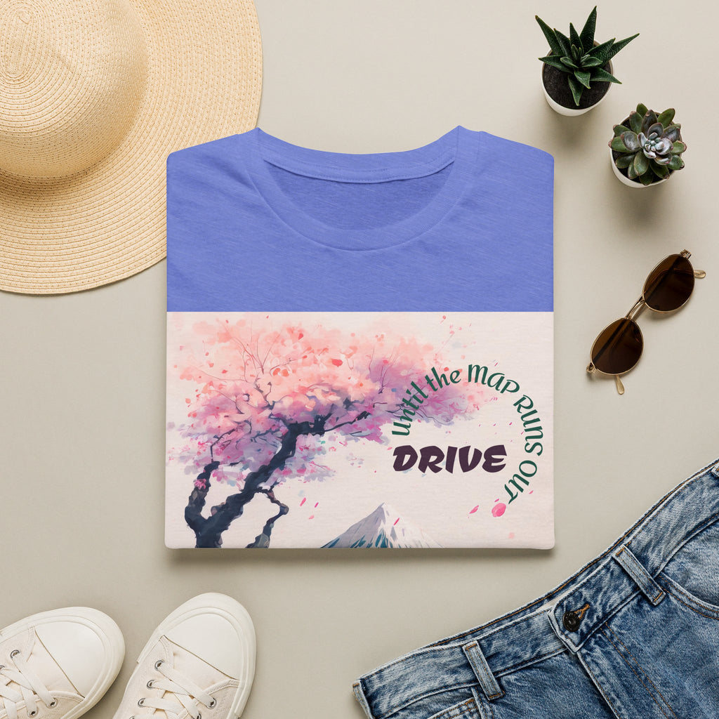 Cherry Blossom Skyline Drive T-Shirt | Retro Car, Mount Fuji