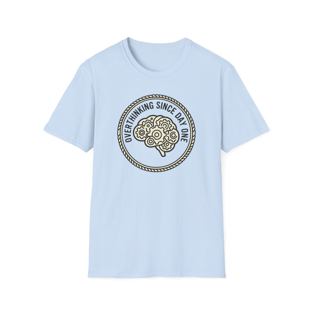 T-Shirt — "Overthinking Since Day One" Brain Graphic Tee