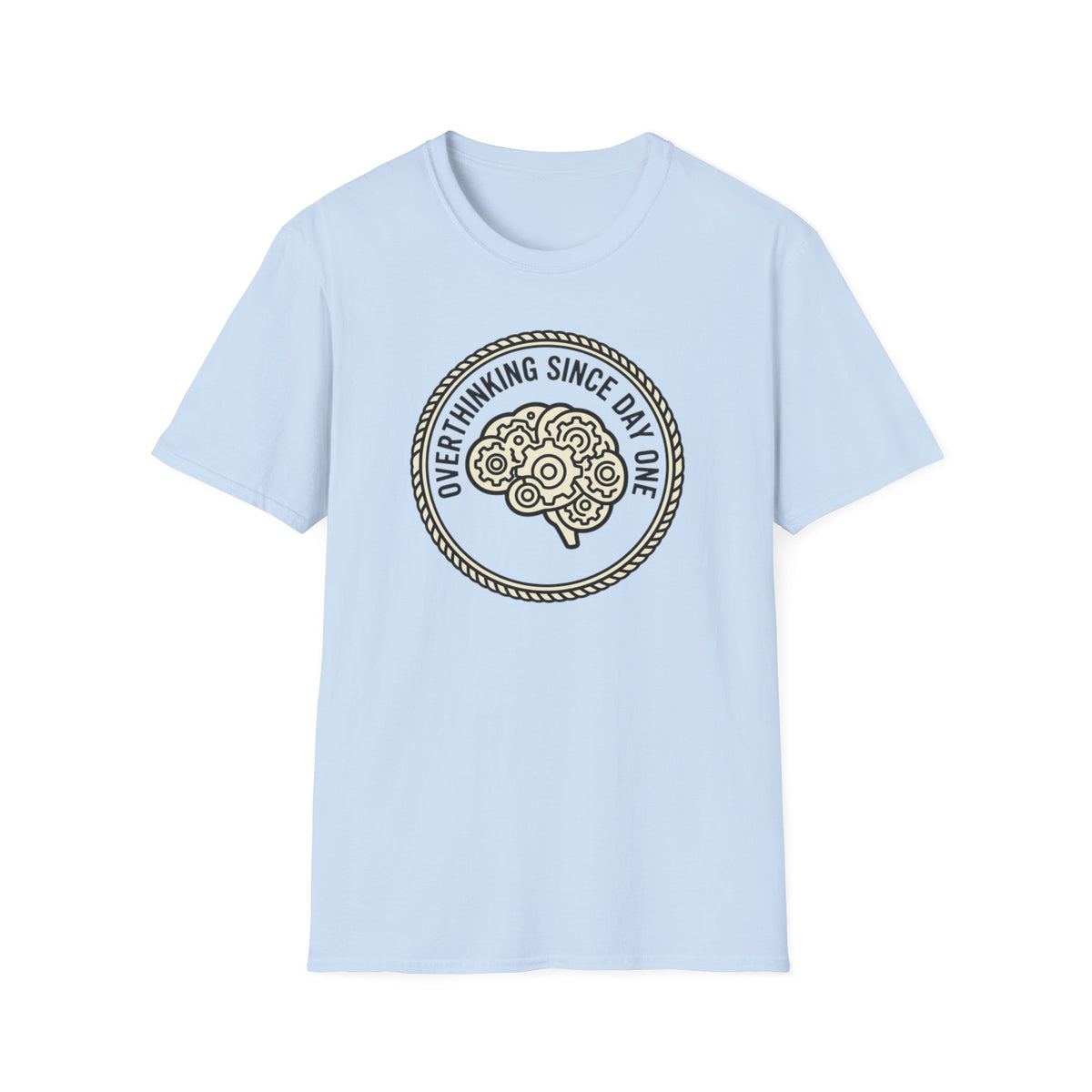 T-Shirt — "Overthinking Since Day One" Brain Graphic Tee