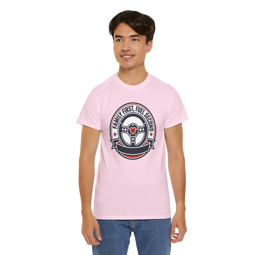 Family First, Fuel Second Tee — Steering Wheel Graphic Shirt