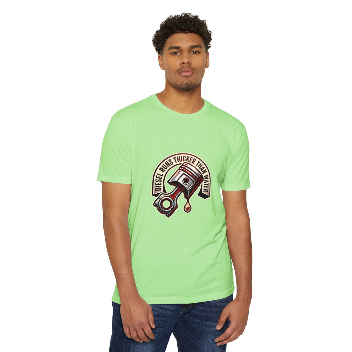 Diesel Runs Thicker Than Water T-Shirt — Mechanic Piston Graphic Tee