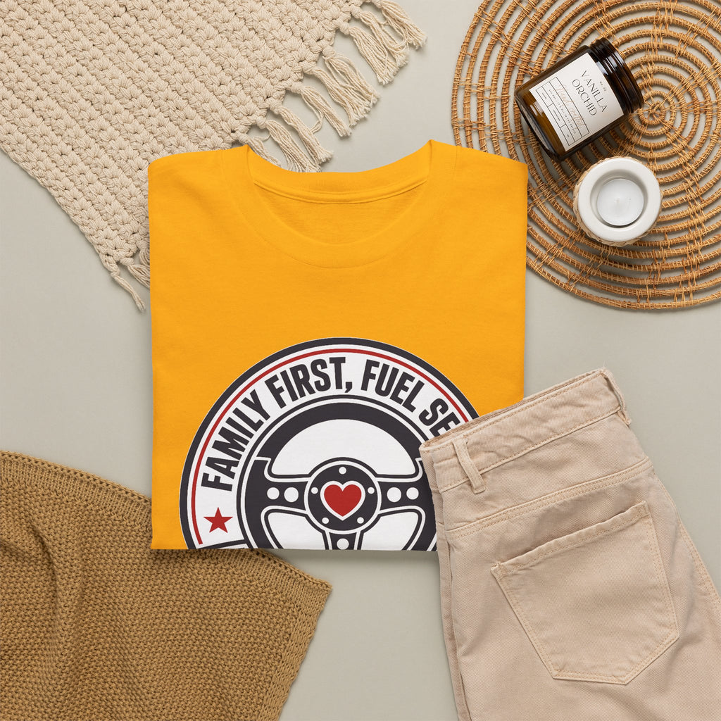Family First, Fuel Second Tee — Steering Wheel Graphic Shirt