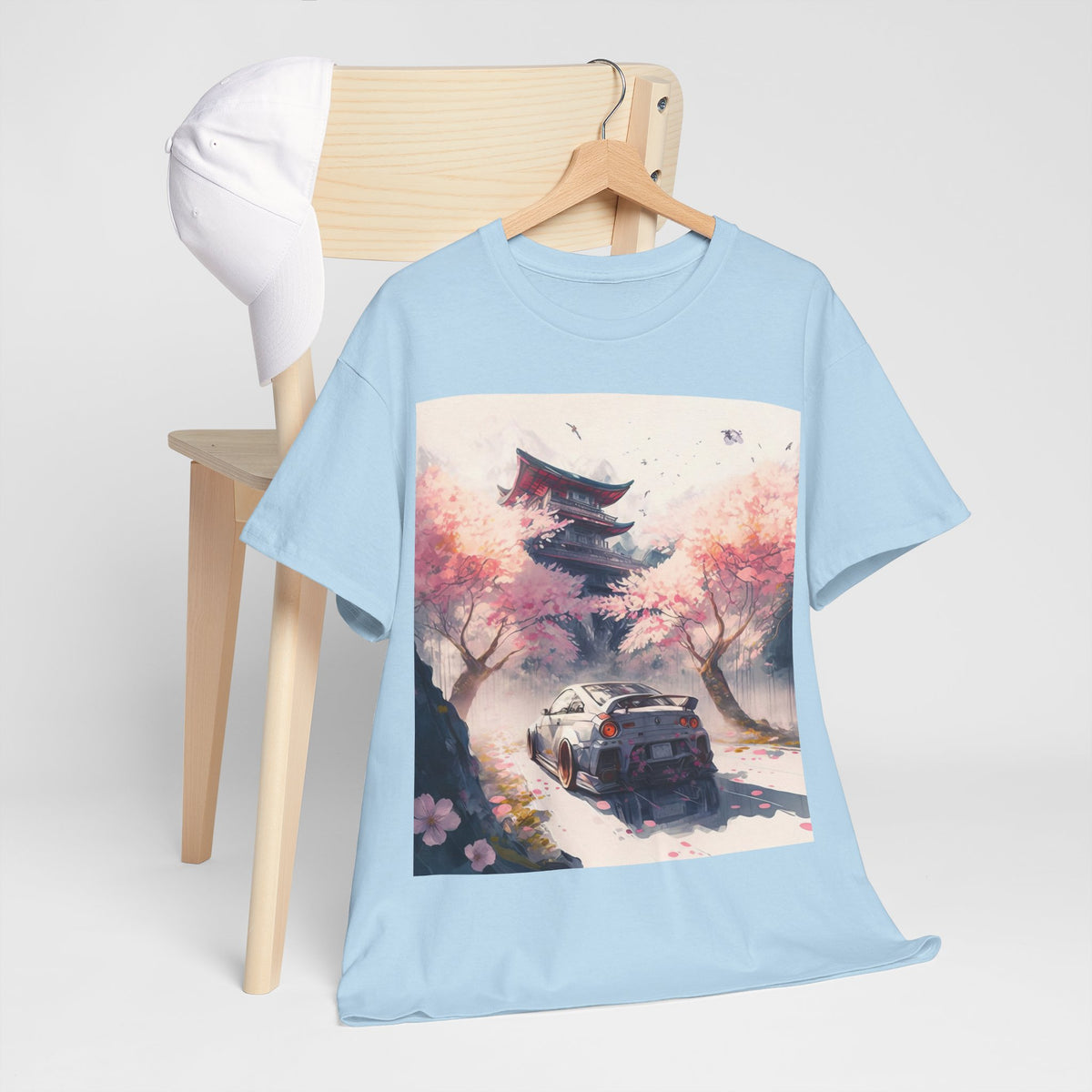 Sakura Drift Retro Sports Car Tee — Cherry Blossom JDM Graphic T-Shirt